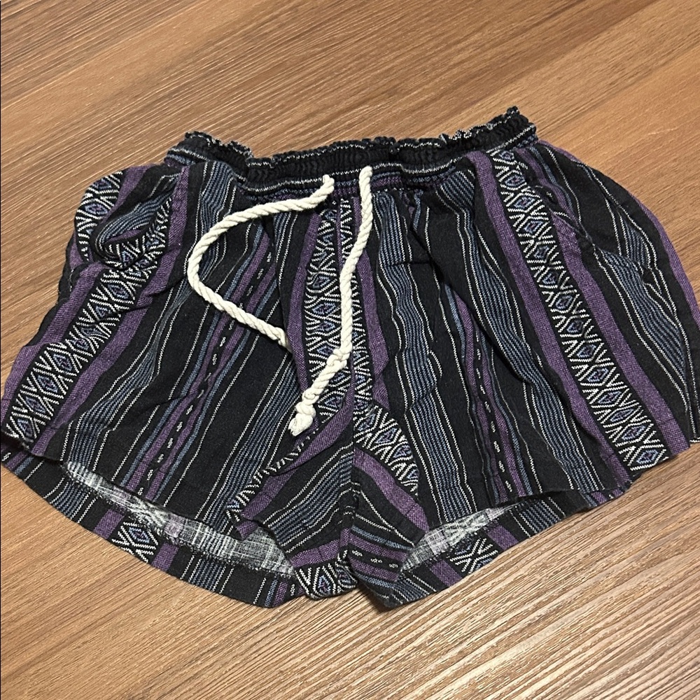 Mossimo Supply Co. Black and Purple Patterned High Waist Shorts